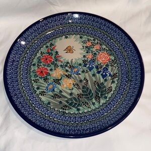 New unikat floral Polish Pottery Dinner Plate 10.5”